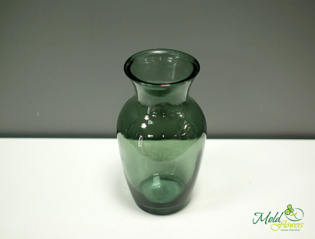 Vaza de sticlă, verde, înălțime = 27 cm foto